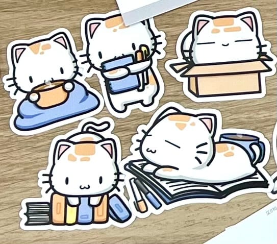 Customer photo review of Cozy Cat Die Cut Stickers