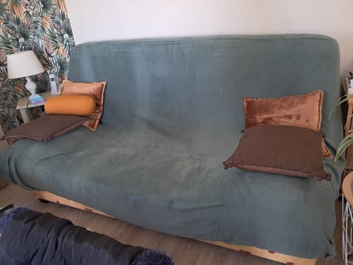 Customer photo review of Vert - Housses en velours Extensibles de Fauteuil et Canapé