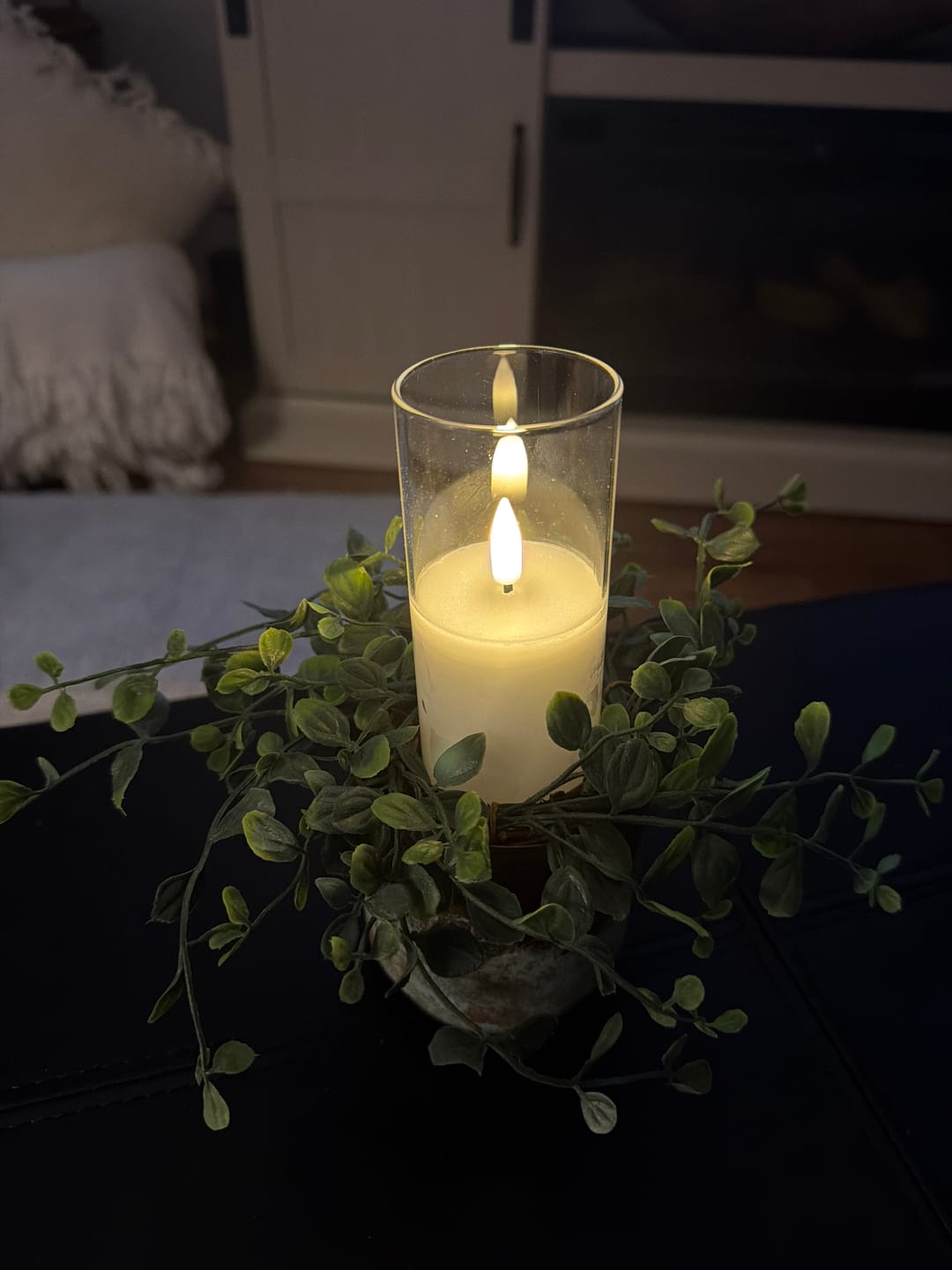 Customer photo review of Glass Flameless White Candles