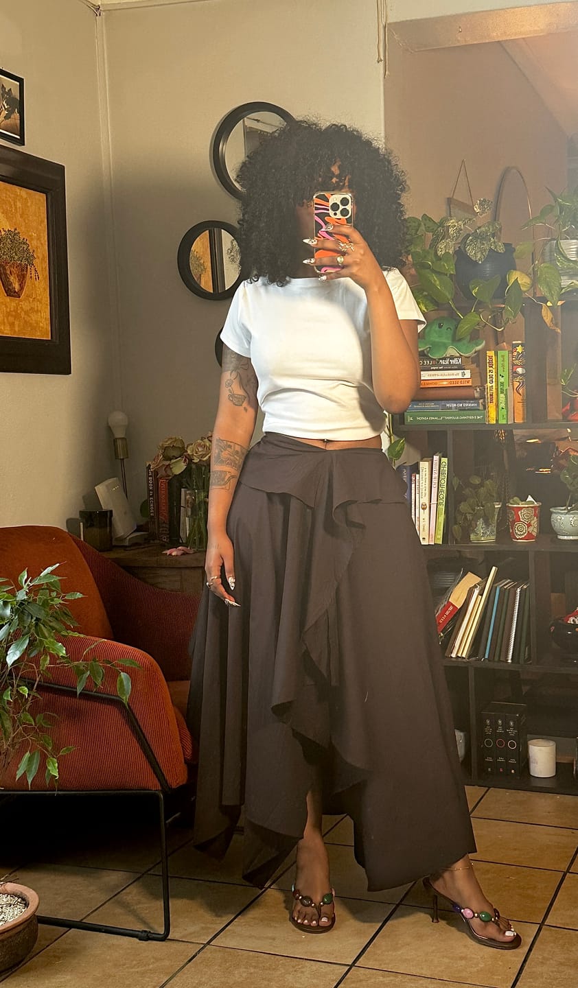 Customer photo review of Maya Maxi Skirt - Chocolate