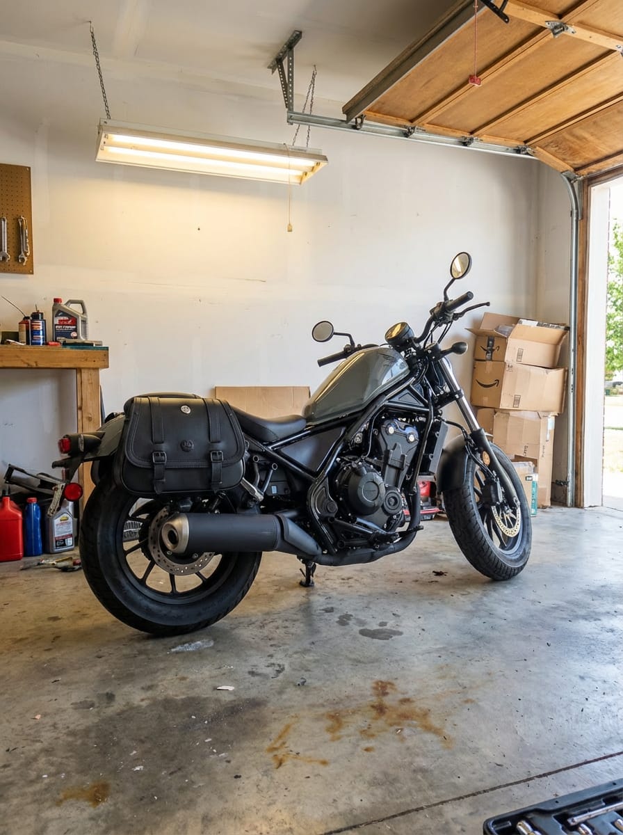 Customer photo review of 25L - SpiritBlade Large Honda Rebel 500/ABS CMX500 Leather Motorcycle Saddlebags