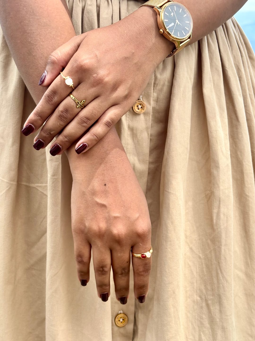 Customer photo review of Love Duo Ring | Rose Quartz & Carnelian