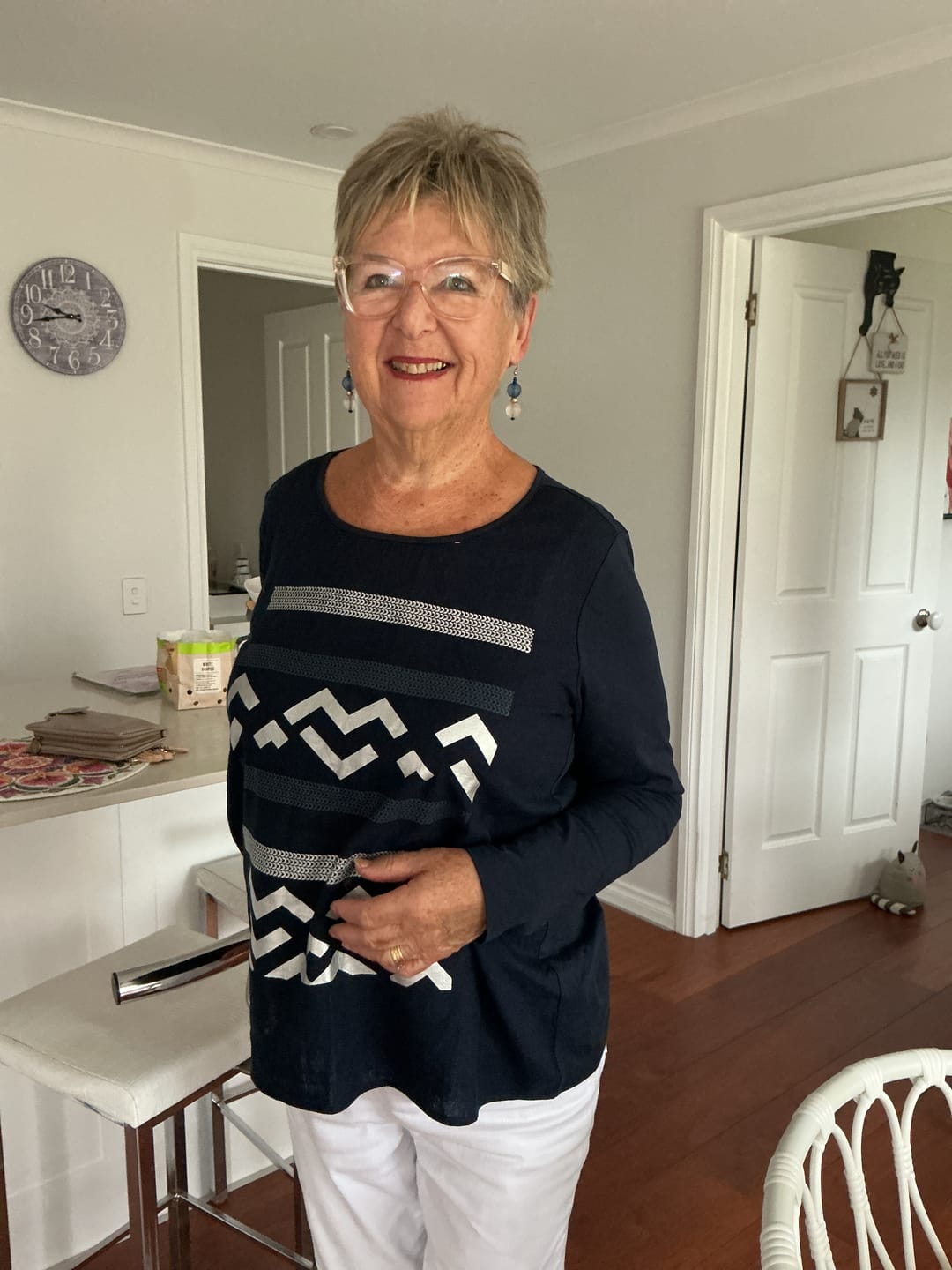 Customer photo review of Lulu Print Top - Navy