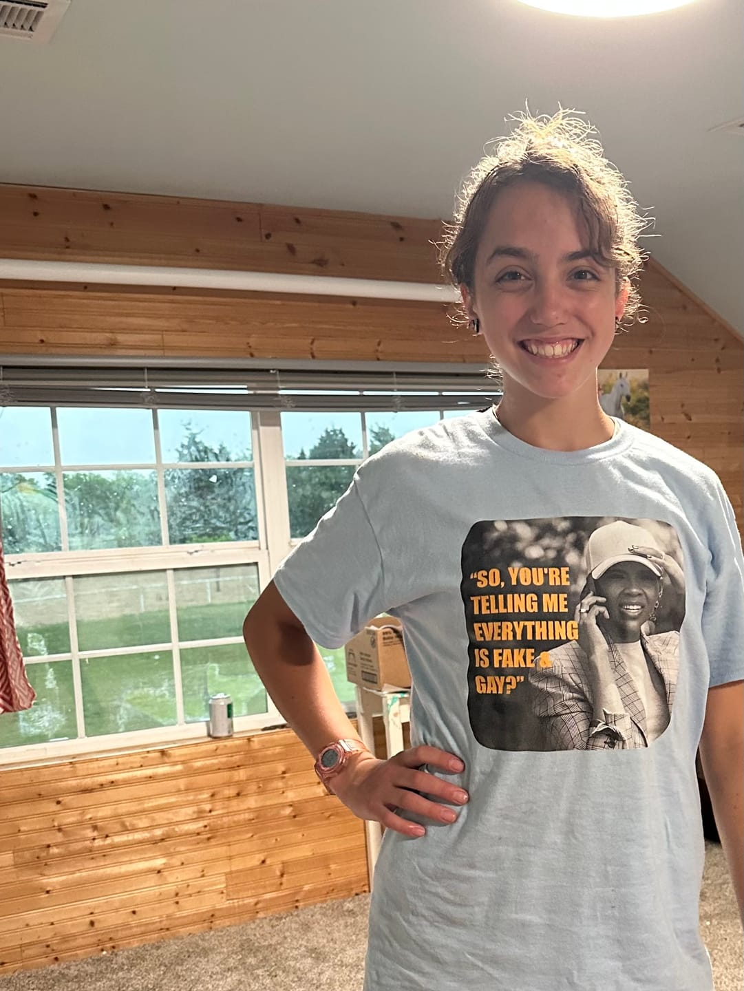 Customer photo review of Fake & Gay T-shirt