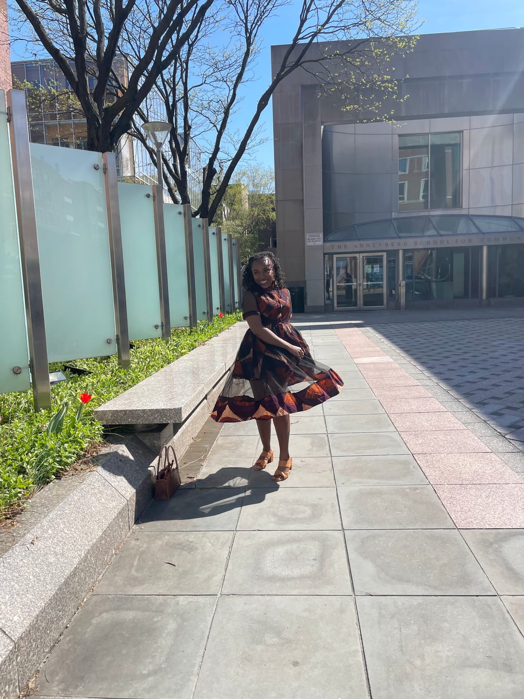 Customer photo review of VALENTINA AFRICAN PRINT BUTTON MESH DRESS [PURPLE]