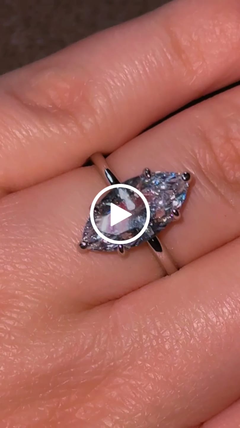 Customer video review of S925 3.0~4.0Ct Marquise Cut Hidden Halo Engagement Ring Travel Ring