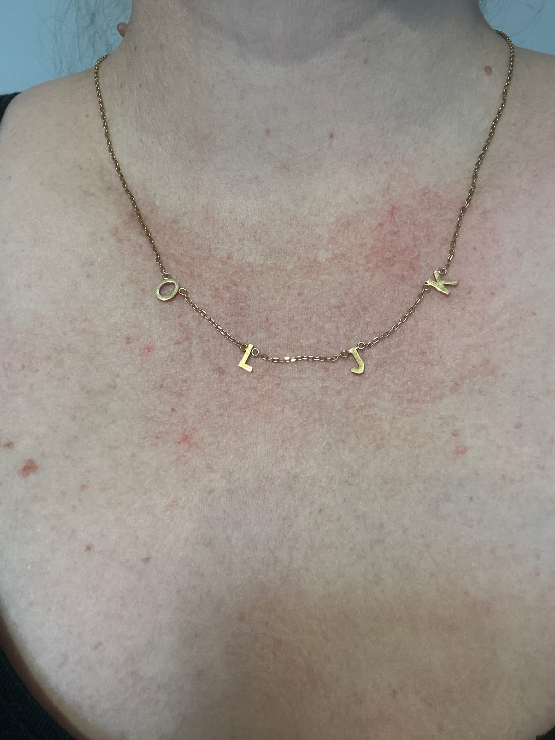Customer photo review of The Original A-Z Initial Letter Necklace Gold