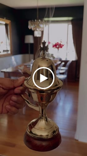 Customer video review of Incense Burner with Wood Base