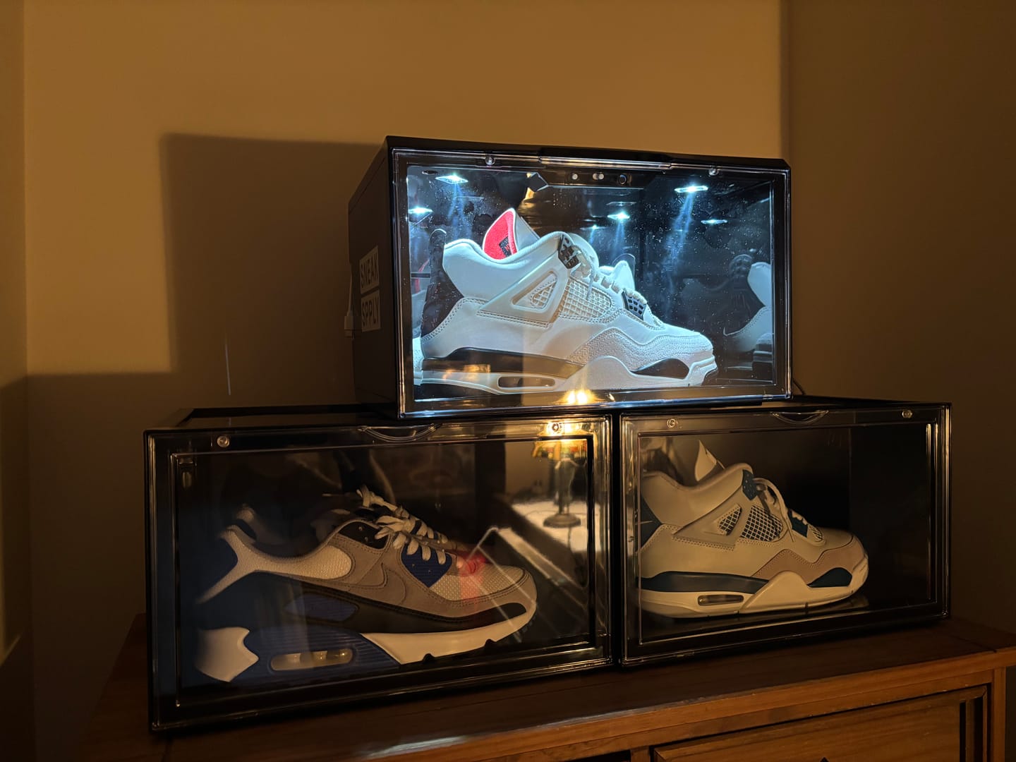 Customer photo review of STACK V1 Sneaker Display Crates - Black (2 Pack)
