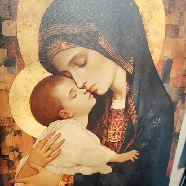 Customer photo review of Mother of Mercy Canvas Wall Art, Virgin Mary and Christ Child, Catholic Religious Home Decor