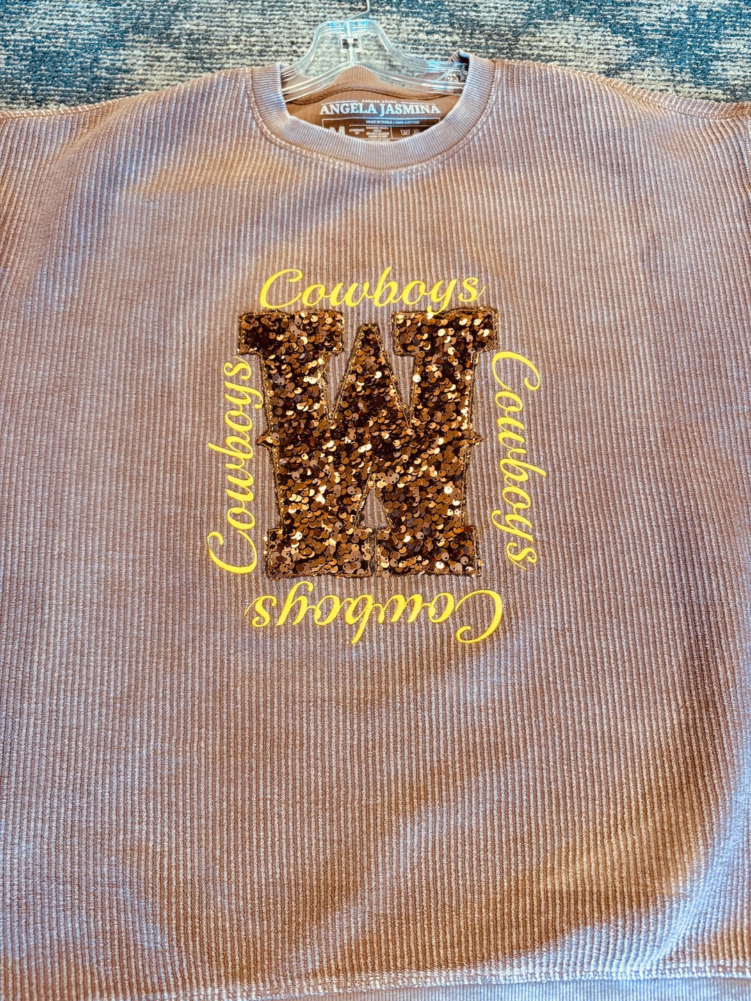 Customer photo review of Adult Oversized Corded Crew Sweatshirt