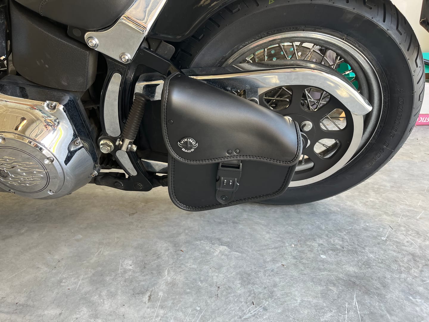 Customer photo review of 3L - Digilock Motorcycle Swingarm Bag for Harley Softail