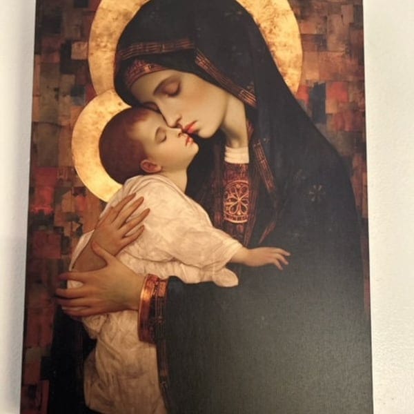 Customer photo review of Mother of Mercy Canvas Wall Art, Virgin Mary and Christ Child, Catholic Religious Home Decor