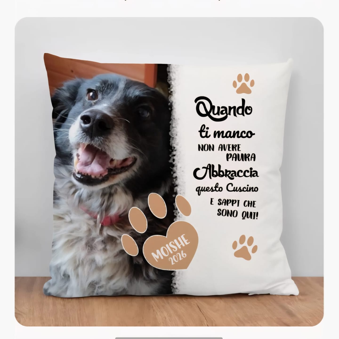 Customer photo review of Quando ti manco - Cuscino personalizzato
