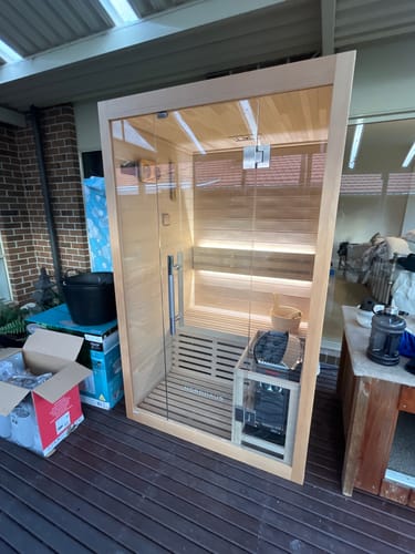 Customer photo review of 2 Person Traditional Sauna - 4.5kw Harvia Heater