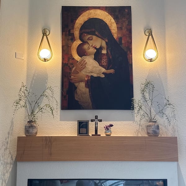 Customer photo review of Mother of Mercy Canvas Wall Art, Virgin Mary and Christ Child, Catholic Religious Home Decor