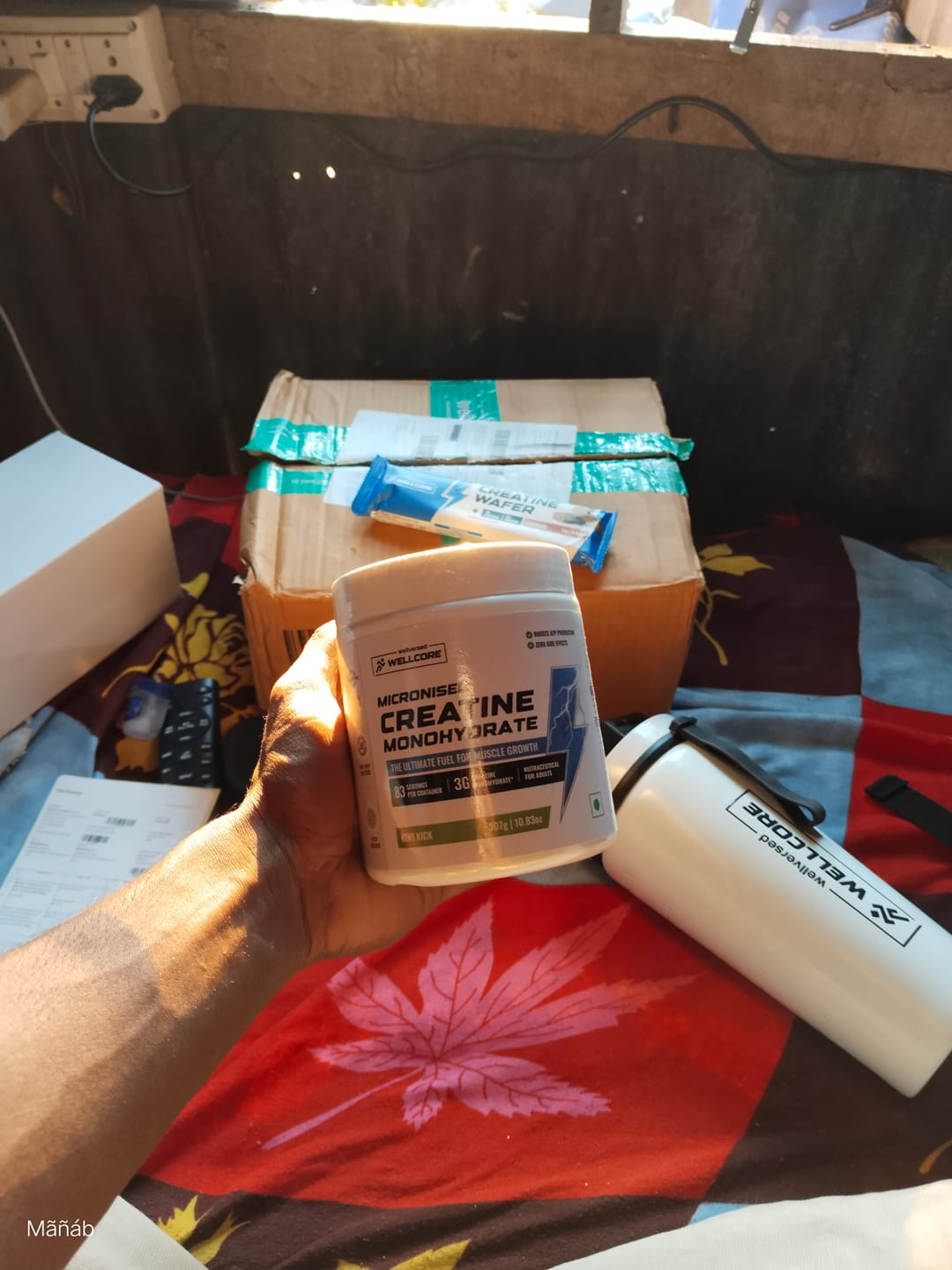 Customer photo review of Wellcore - Micronised Creatine Monohydrate (83 Servings, Kiwi Kick) + Premium Steel Shaker
