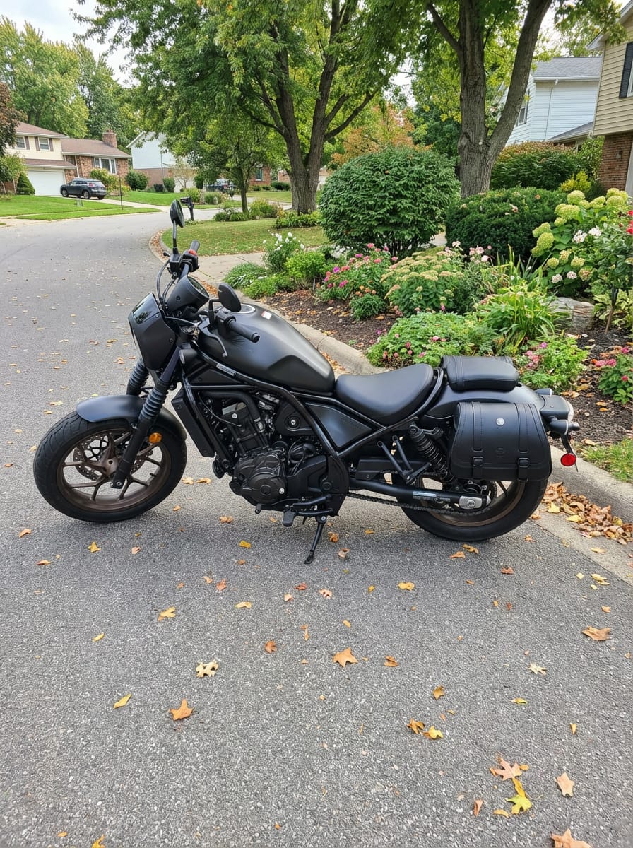 Customer photo review of 25L - SpiritBlade Large Honda Rebel 1100 CMX1100 Leather Motorcycle Saddlebags