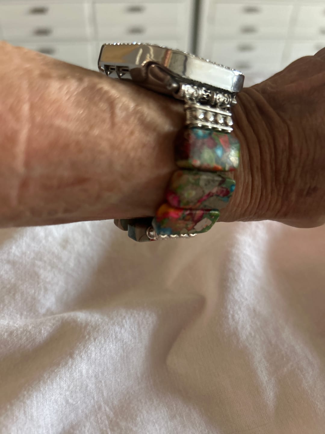 Customer photo review of Chic Flower Stretch Apple Watch Strap