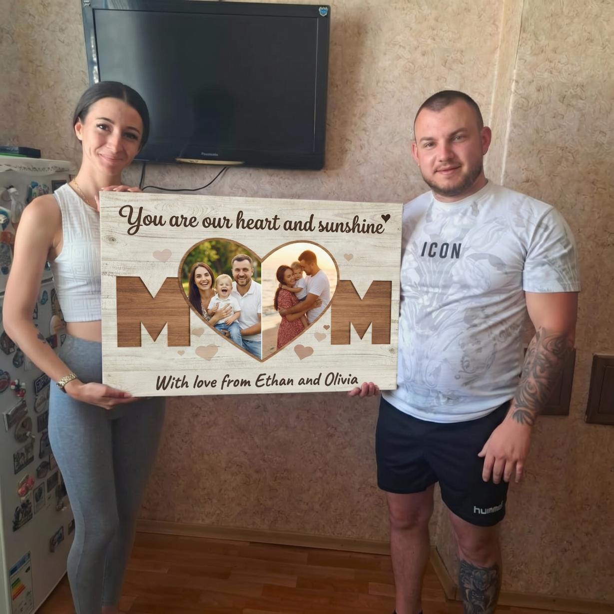 Customer photo review of Mother's Day Canvas "MOM, our Heart & Sunshine" with 2 Photos