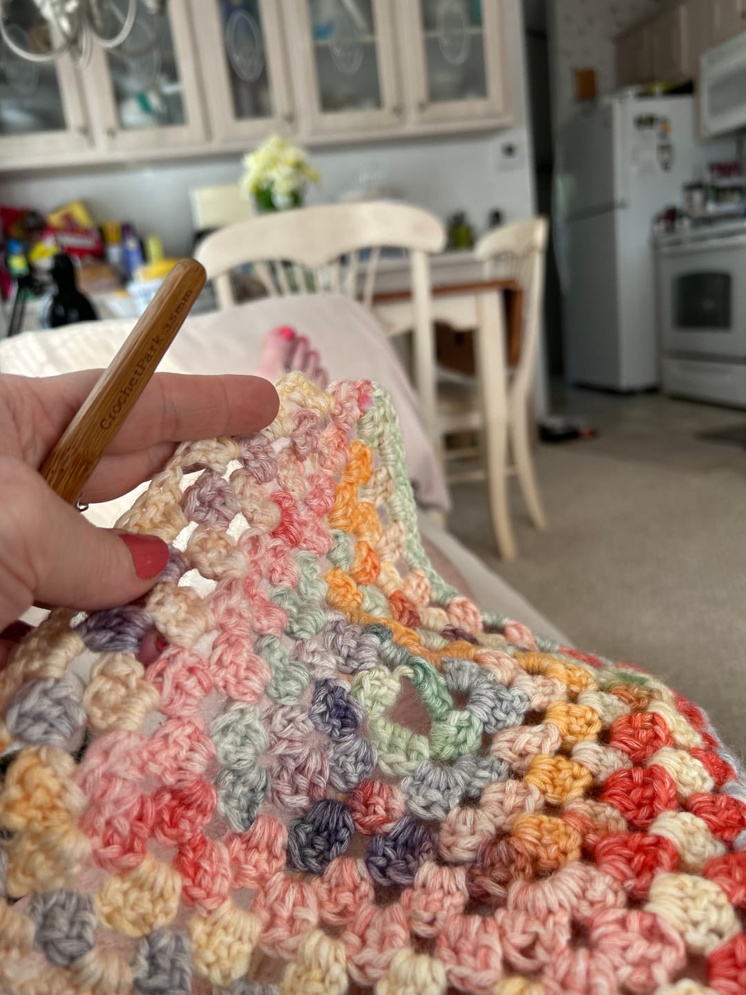 Customer photo review of CrochetPark™ Hearthside Rainbow Blanket Kit