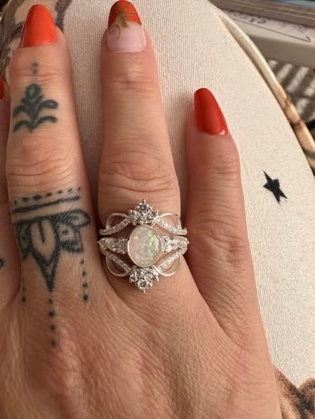 Customer photo review of *EXCLUSIVE* Artistic Oval Ornamental Crown Surround Enhancer Cubic Zirconia Ring Set