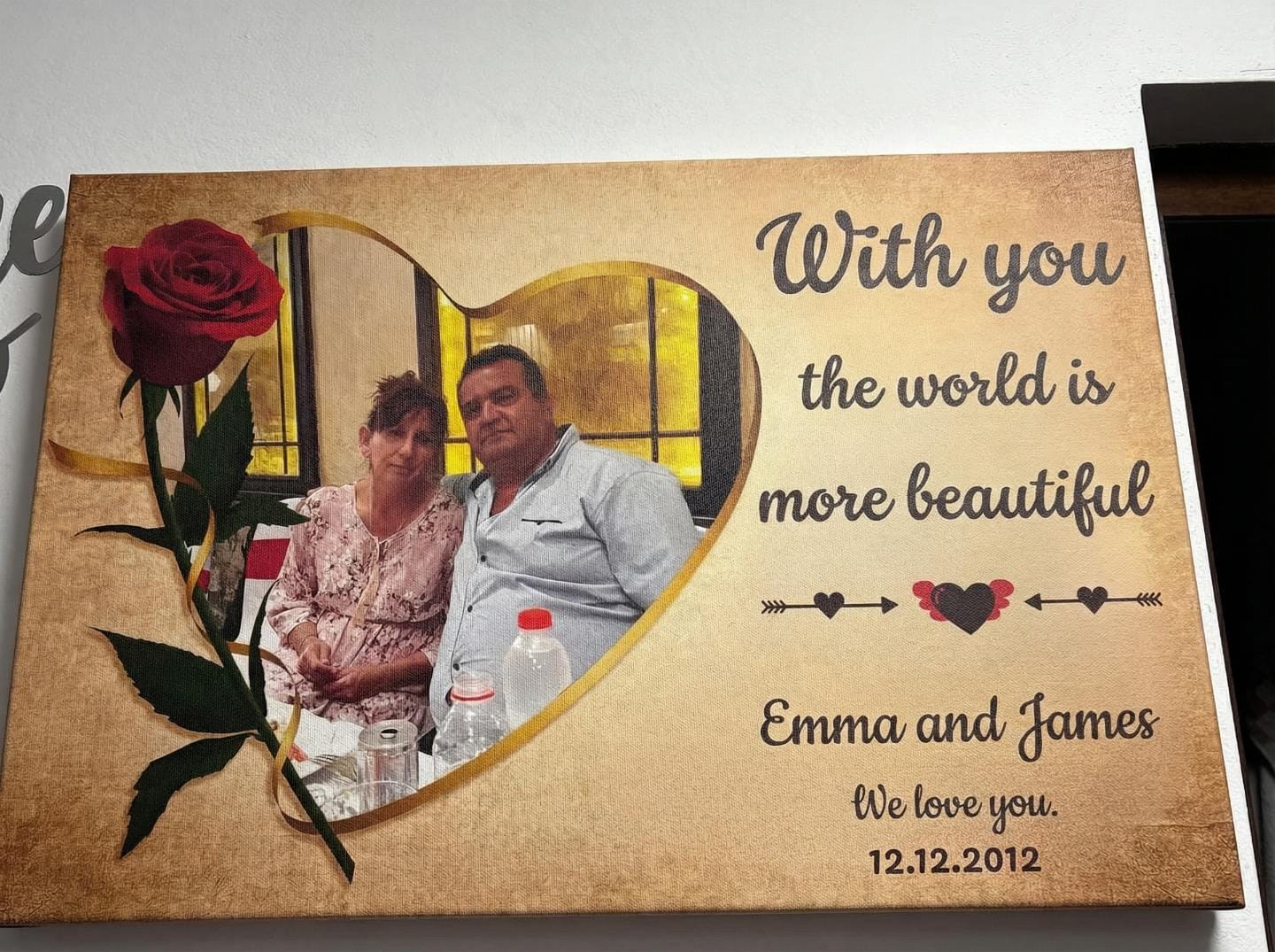 Customer photo review of With you the World is more Beautiful - Canvas with your Photo