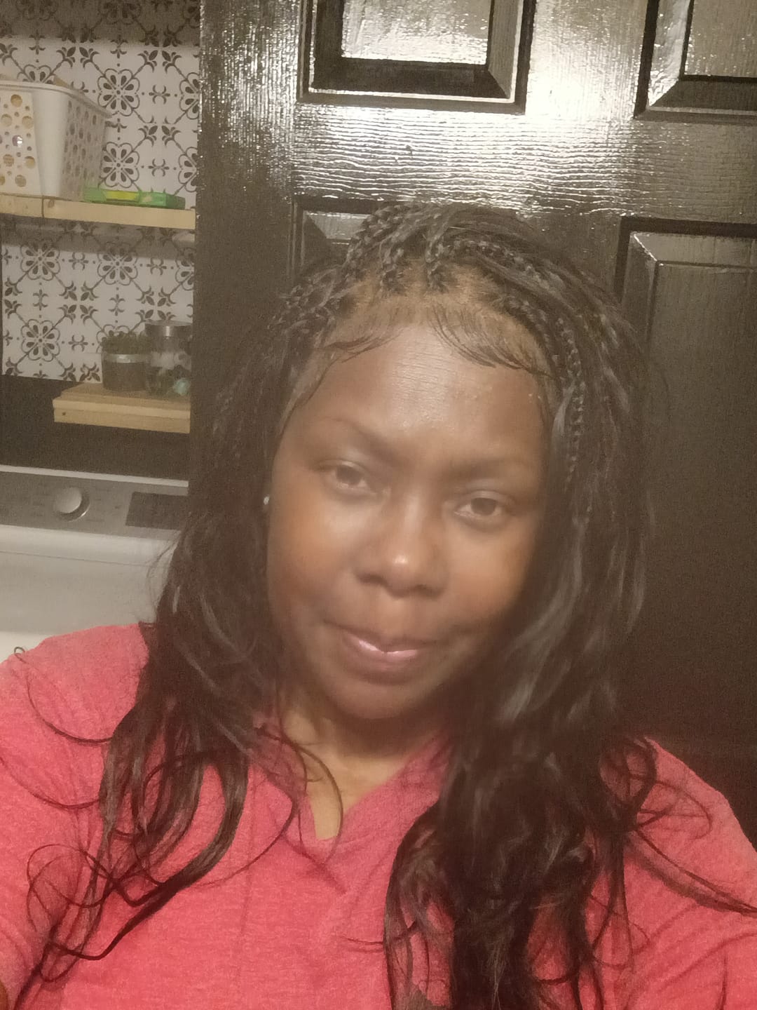 Customer photo review of Michelle - Salon-Style Glueless Miracle Braided Wig Pre-Bleached Swiss HD Full Lace Boho Box Braids Bora Bora Human Hair Body Wave Curls