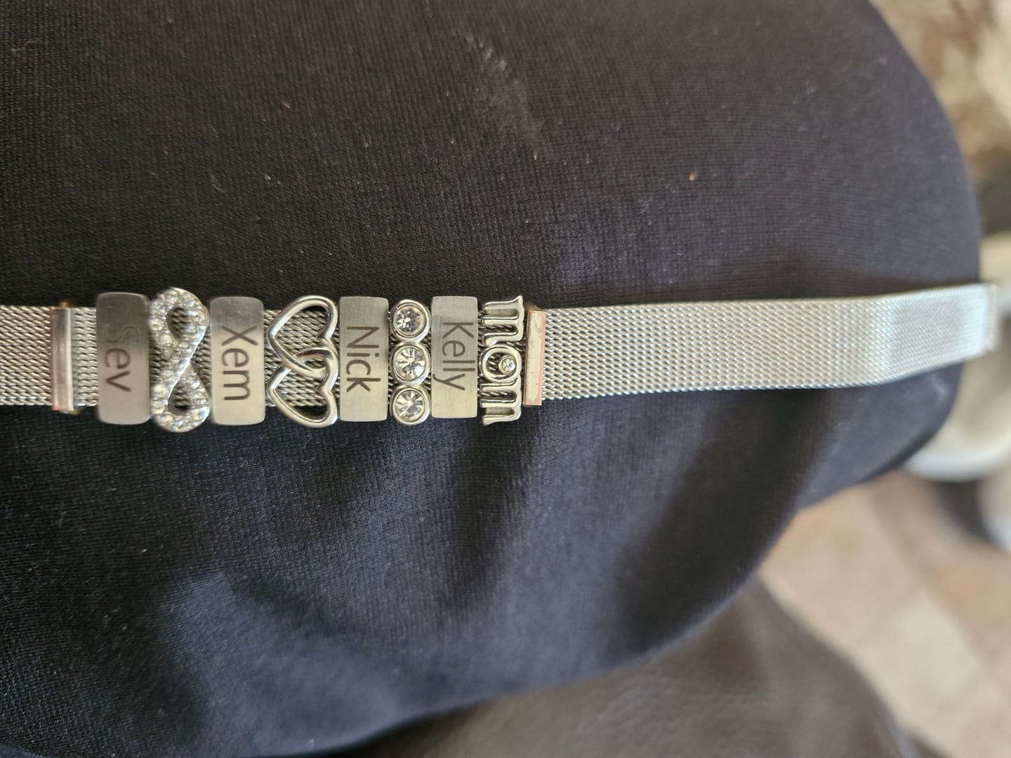 Customer photo review of Mesh charm name silver