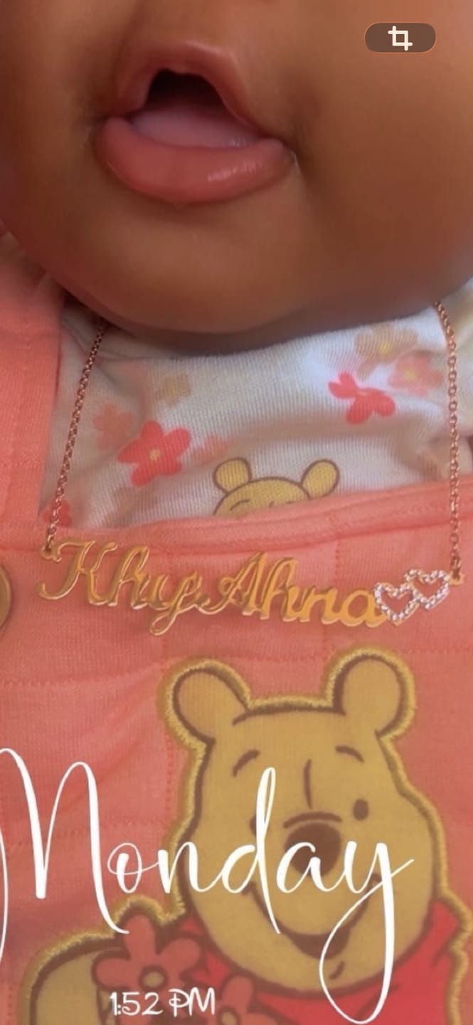 Customer photo review of Kids Iced Hearts Name Necklace