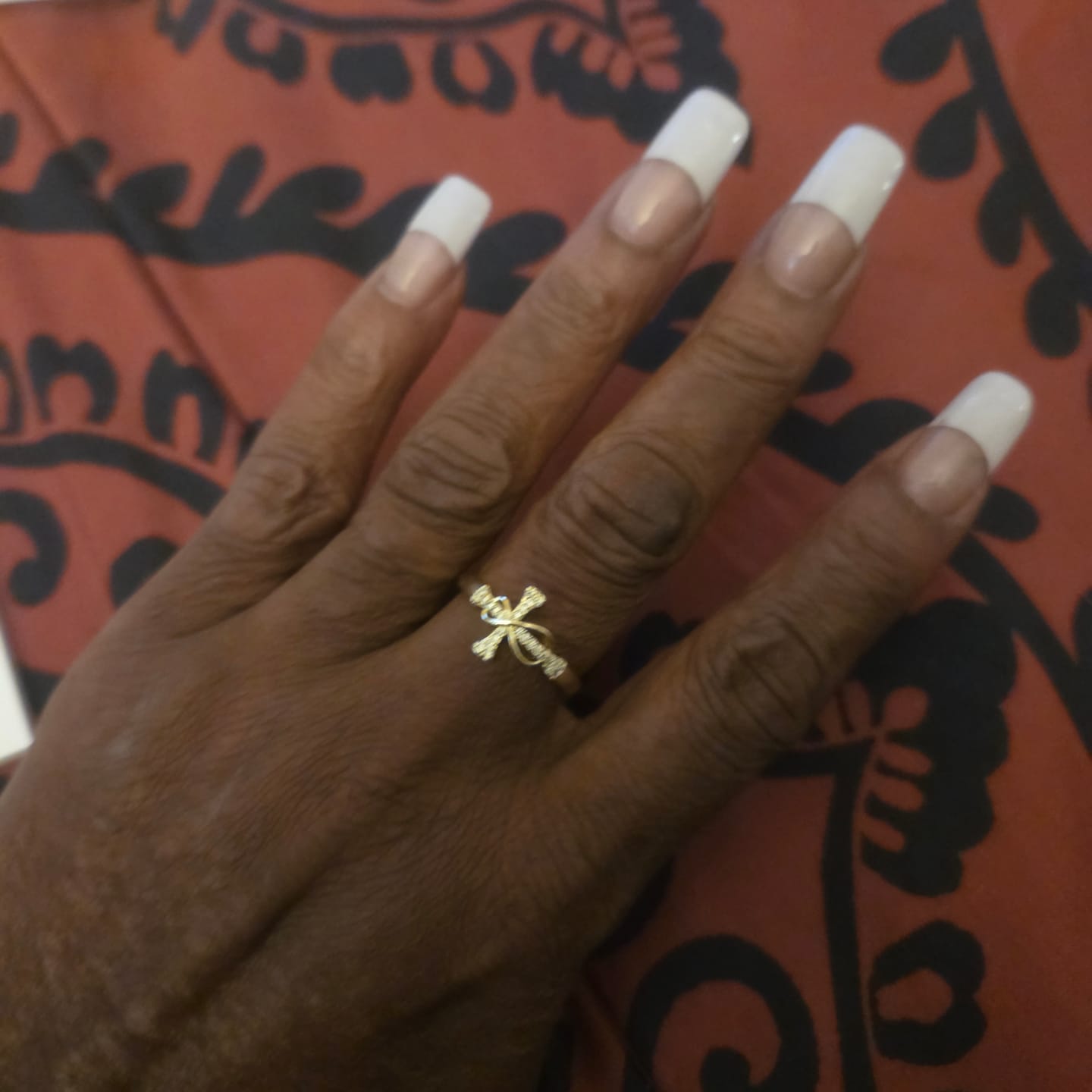 Customer photo review of FREE Today: Golden/Silver Mobius Cross Ring: Carry His Grace in Daily Wear