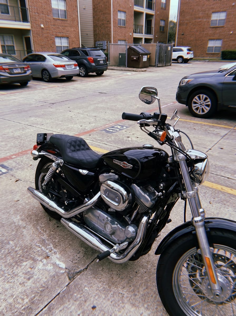 Customer photo review of Iron Born Diamond Stitch 2-Up Seat For Harley Sportster 1200 Custom XL1200C Black
