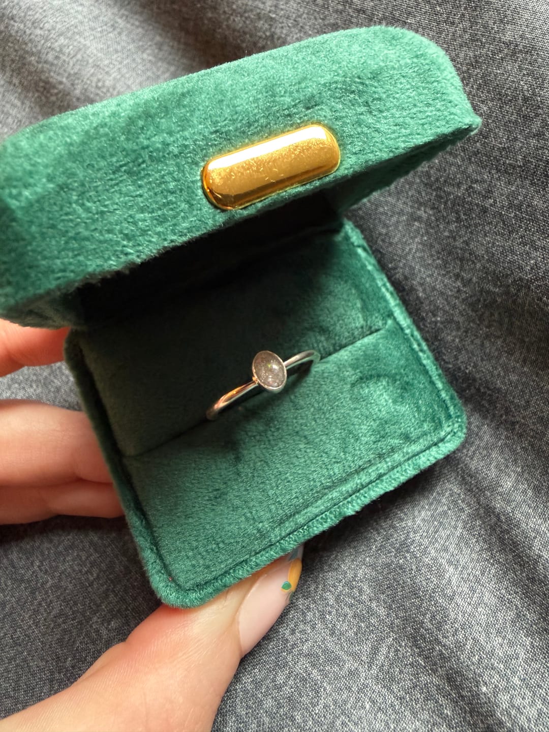Customer photo review of Dainty Oval Classic Keepsake Ring