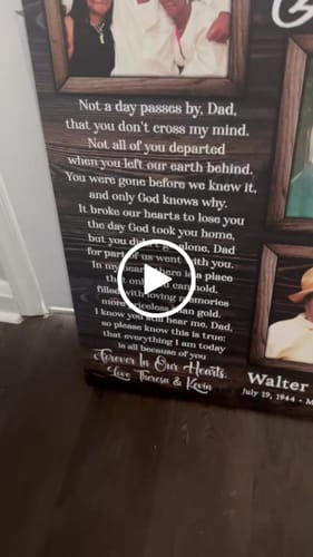 Customer video review of Memorial Personalized Canvas Prints - Custom Photo & Text - 5 Sizes - Sympathy Gift, In Loving Memory Of Dad, Forever In Our Hearts - Dem Canvas