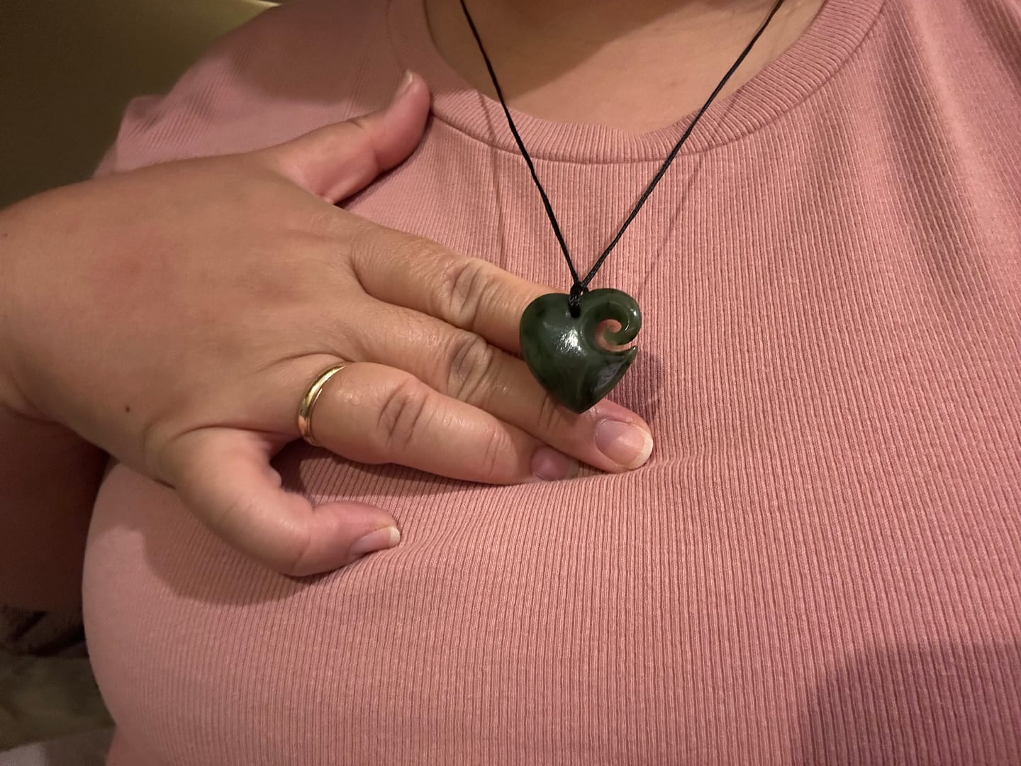 Customer photo review of Heart Koru Pounamu Small Pendant