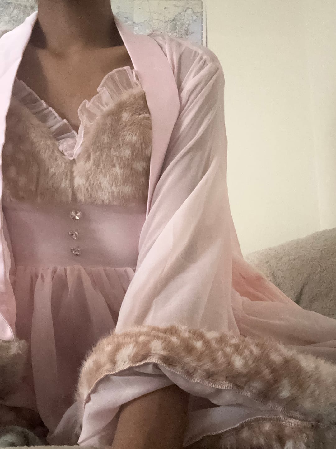 Customer photo review of Bambi Princess Fur Chiffon Robe (Pink)
