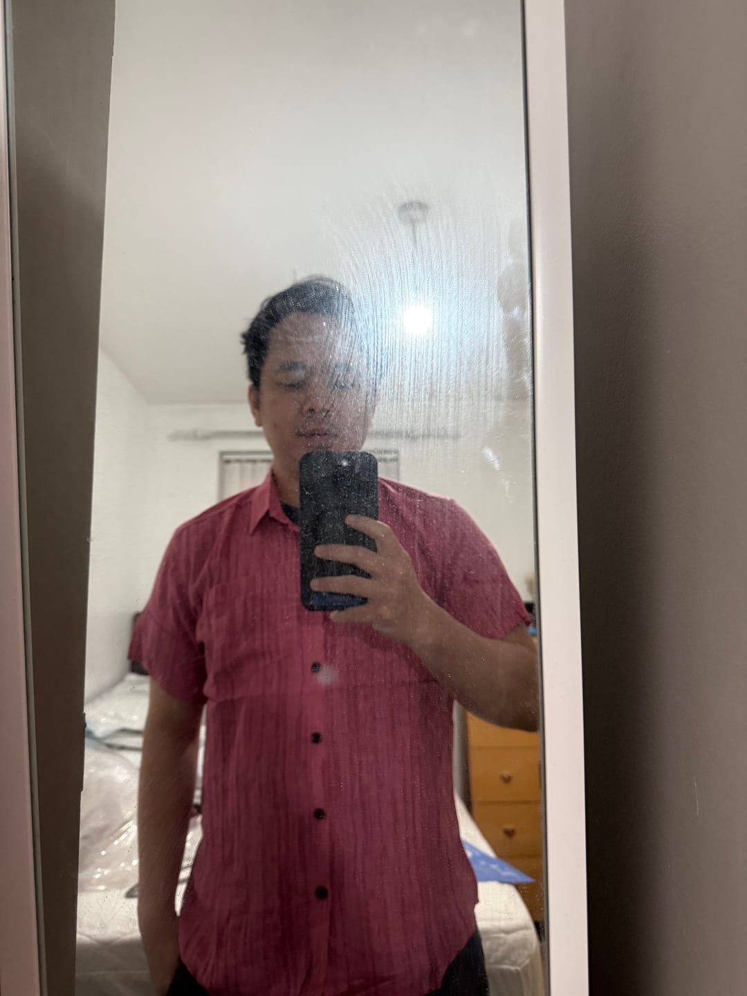 Customer photo review of Men's Breathable Short Sleeve Pocket Black Striped Shirt