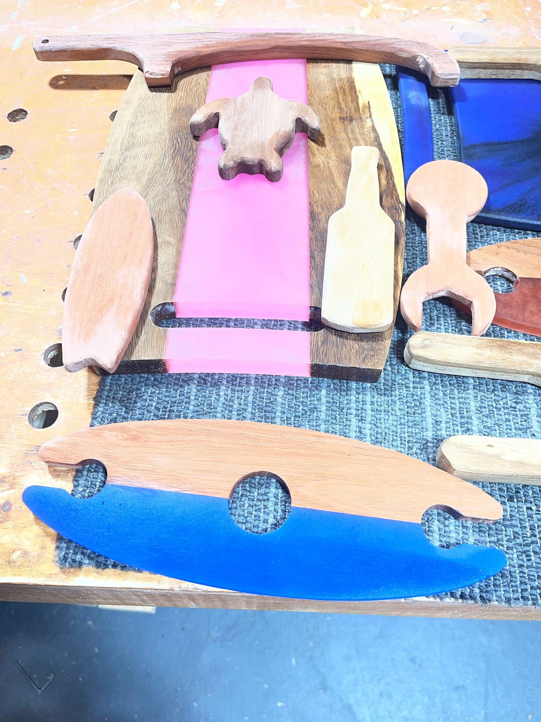 Customer photo review of 11x4" Wine Caddy 1 Acrylic Router Template