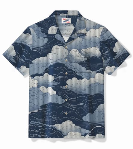 Customer photo review of Tranquil Cloudscape Cotton Camp Shirt