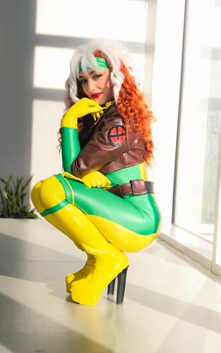 Customer photo review of Kelly Green 4 Way Stretch Faux Leather