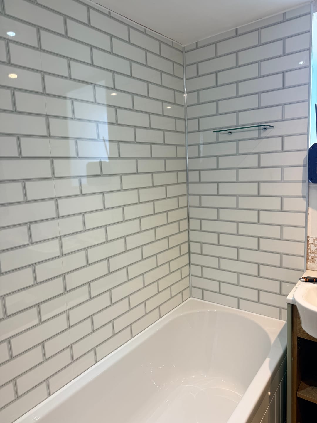 Customer photo review of 10mm London Tile Gloss Shower Panel 1M x 2.4M