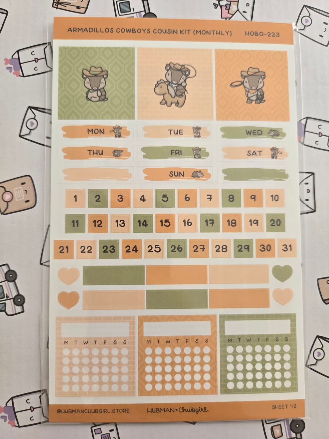 Customer photo review of Armadillo Cowboys Hobonichi Cousin Monthly Kit (Set of 2)