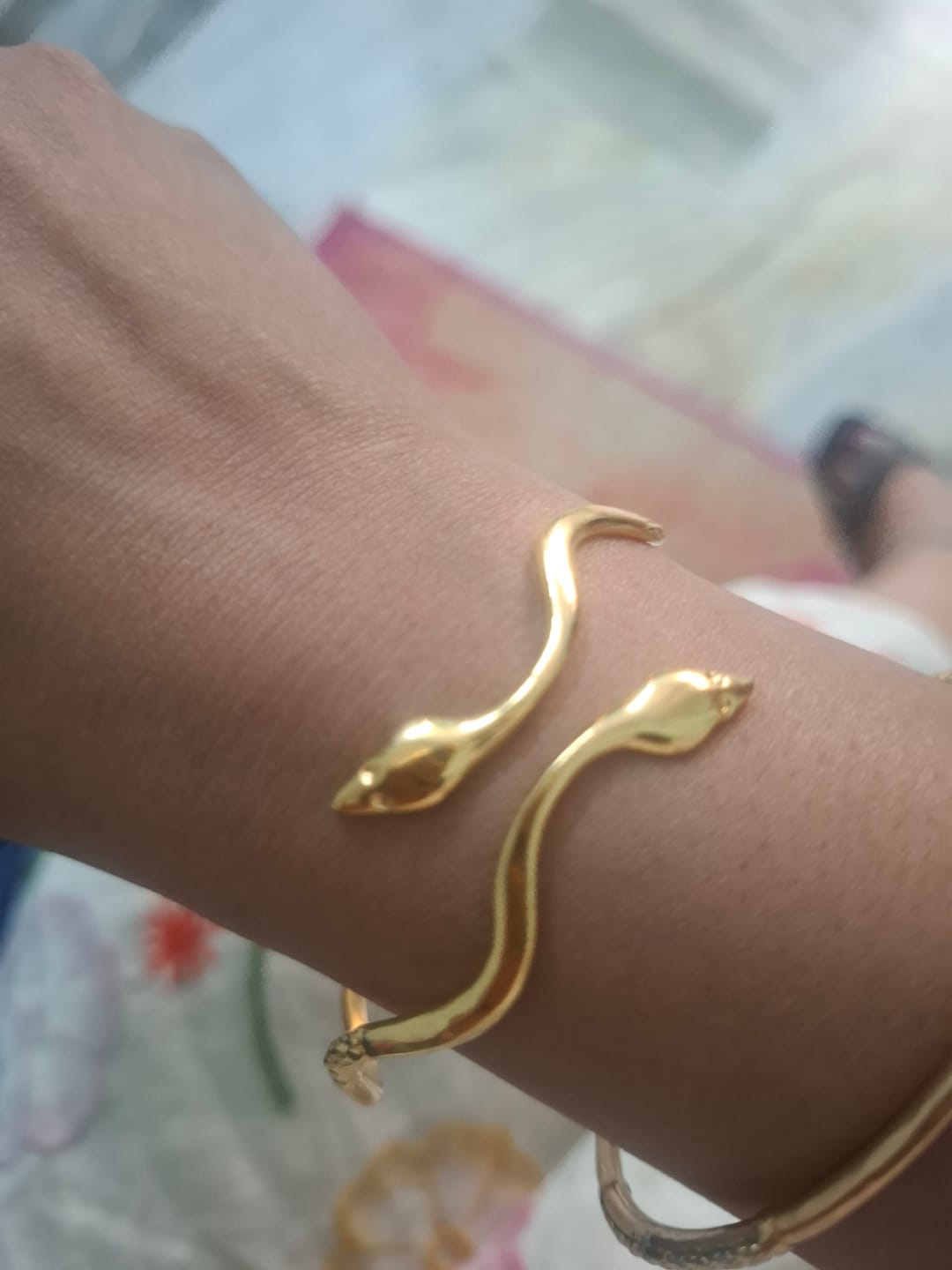 Customer photo review of Minimalist Golden Ripple Snake Bracelet