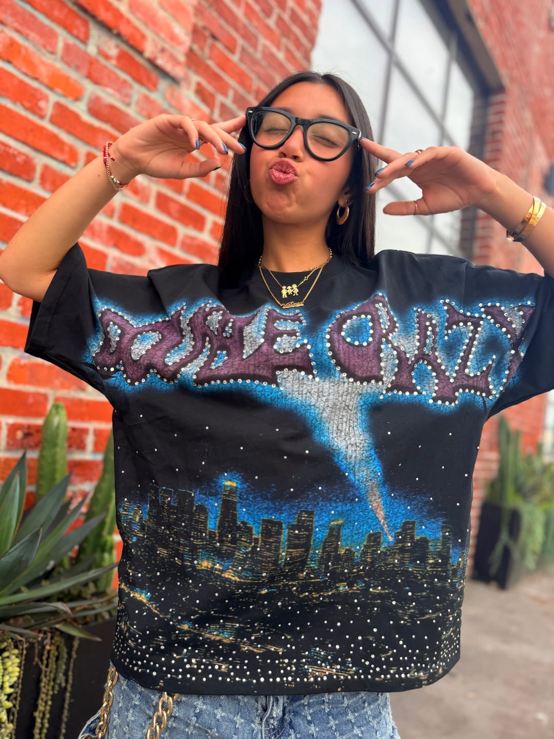 Customer photo review of Boxy L.A. Skyline Iced Out Tee-435