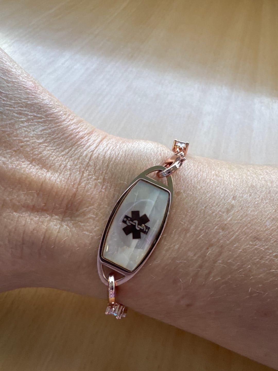 Customer photo review of Lumine Grace Women’s Medical ID Bracelet
