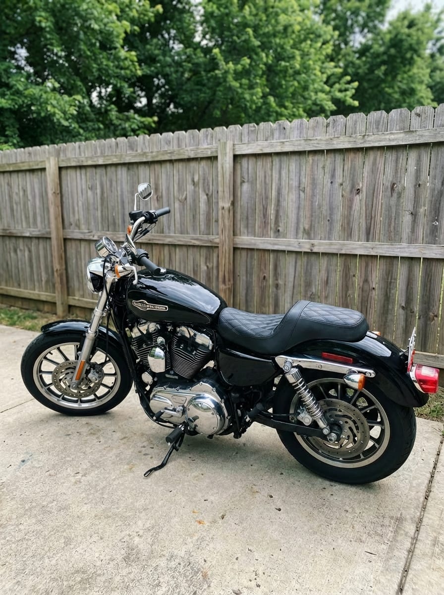 Customer photo review of Iron Born Diamond Stitch 2-Up Seat For Harley Sportster 1200 Low XL1200L Black