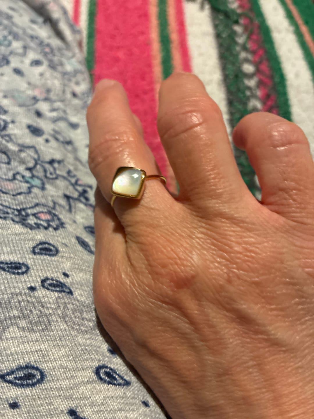 Customer photo review of Mother-of-Pearl Horizon Ring