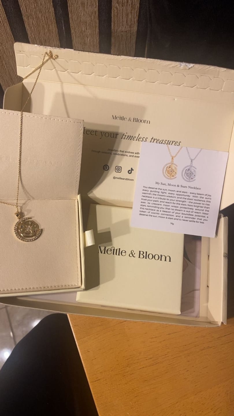 Customer photo review of My Sun, Moon & Stars Necklace 2.0 - Gold