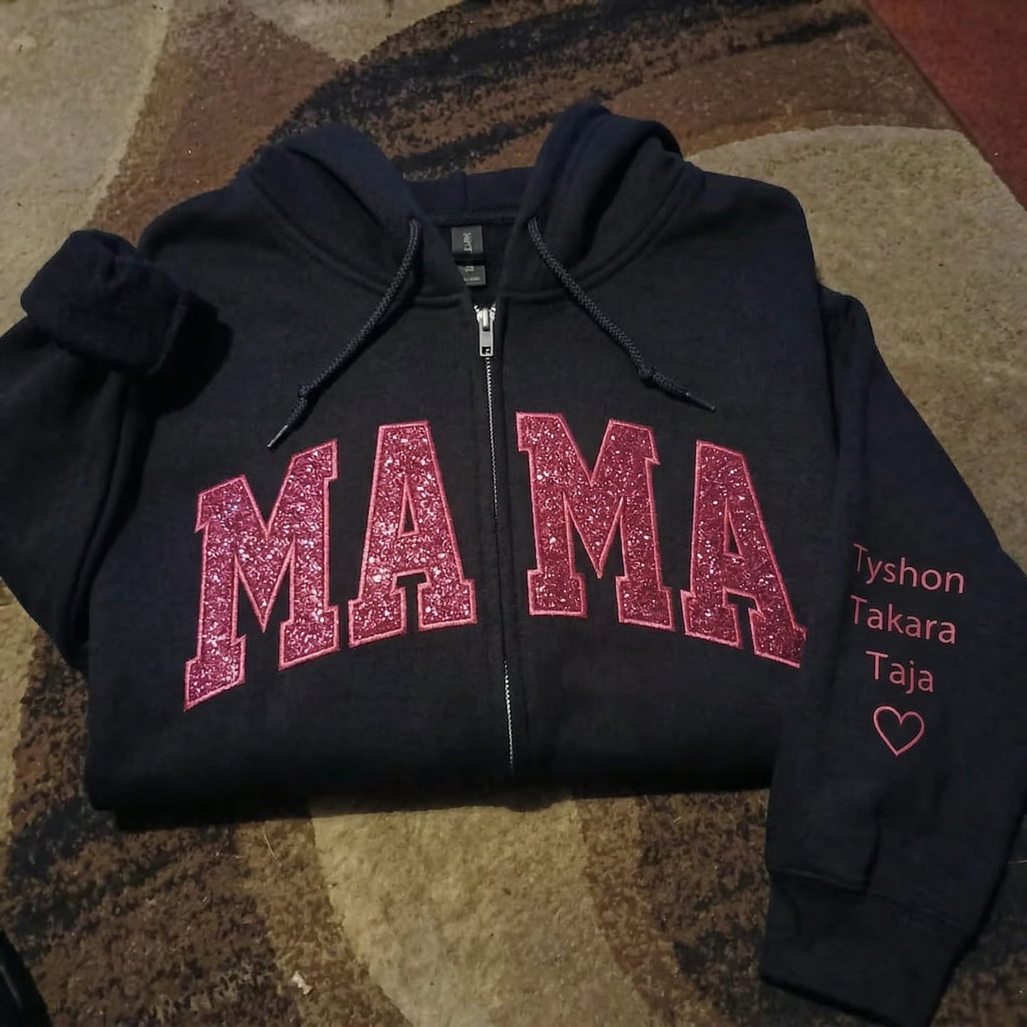 Customer photo review of Custom Embroidered Applique Glitter Mama Full Zip Sweatshirt - Gift for Mom