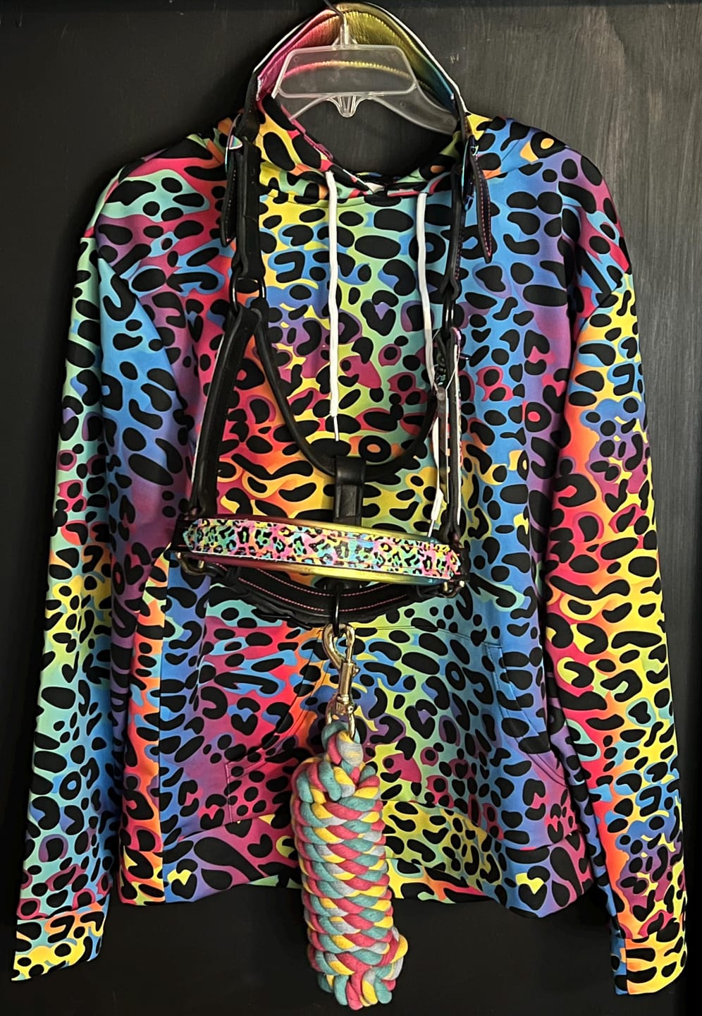 Customer photo review of Rainbow Leopard Women Pullover Hoodie, Animal Print Aesthetic Graphic Hooded Long Sleeve Sweatshirt with Pockets